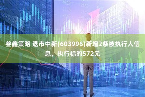 叁鑫策略 退市中新(603996)新增2条被执行人信息，执行标的572元